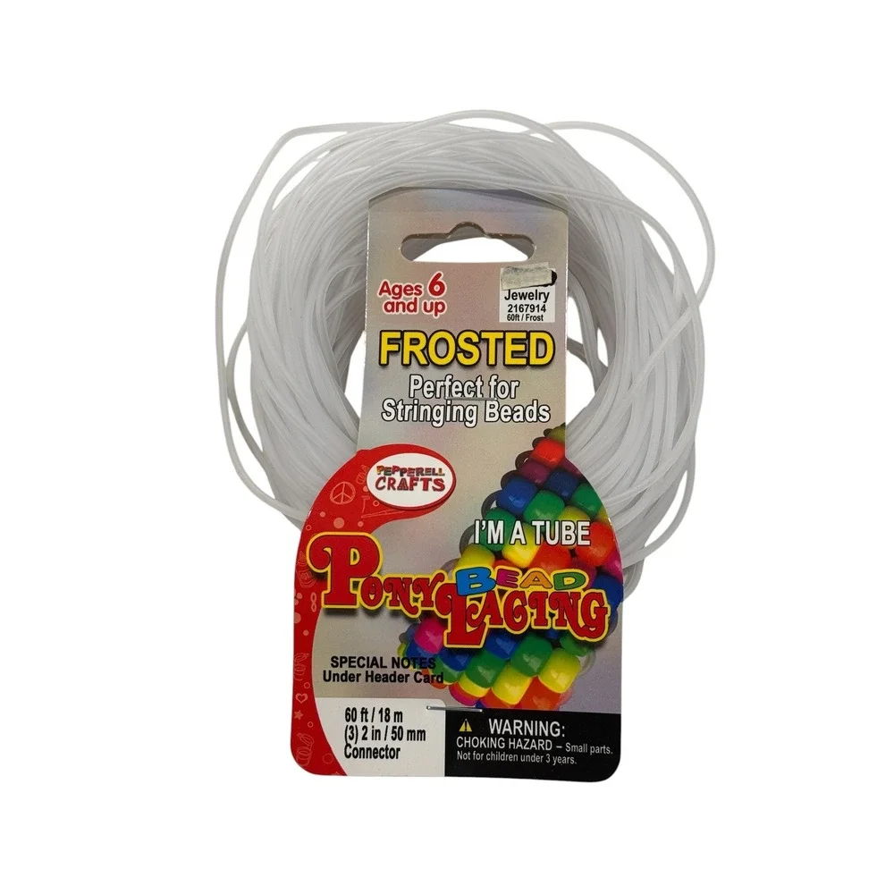 Pepperell Crafts Frosted Pony Bead Lacing 60ft Jewelry Stringing Tube 2167914